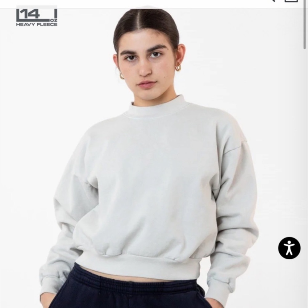 los Angeles Apparel Cropped Grey Crewneck